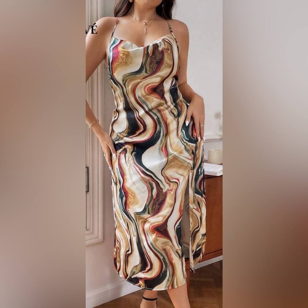 ROMWE Multicolor Swirl Maxi Dress
